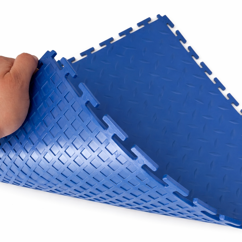 Coin Stud Workshop Floor Tiles Blue