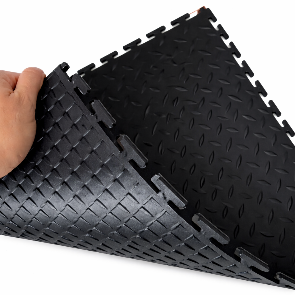 Coin Stud Workshop Floor Tiles Black