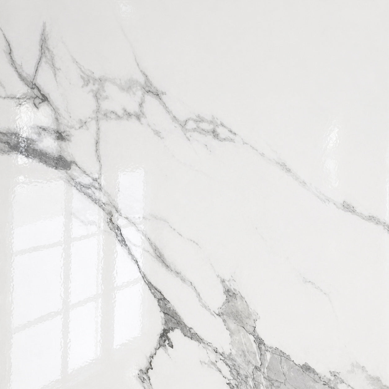 Porcelain Tile in Gloss White Carrera Marble