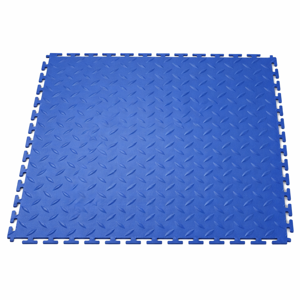 Chequer Plate Workshop Floor Tiles Blue