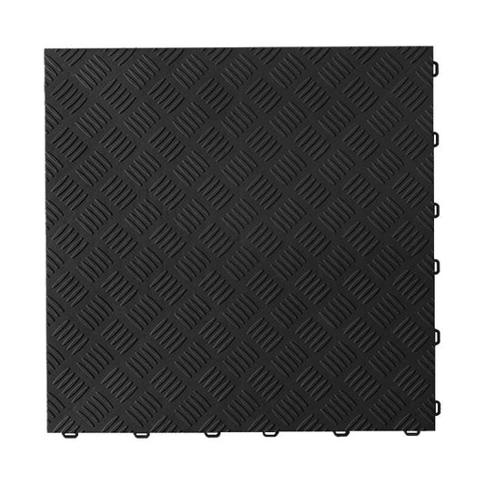 40cm Chequer Plate Garage Floor Tiles Black