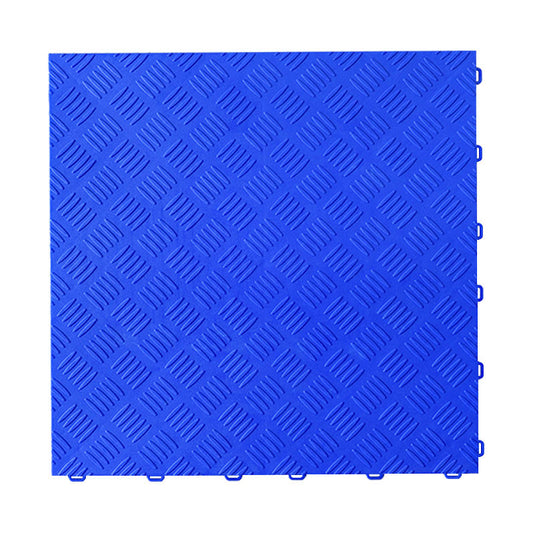40cm Chequer Plate Garage Floor Tiles Blue