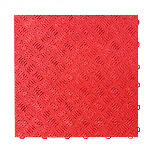 40cm Chequer Plate Garage Floor Tiles Red