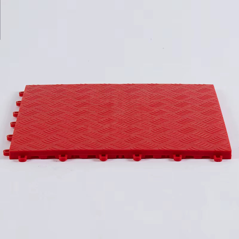 40cm Chequer Plate Garage Floor Tiles Red