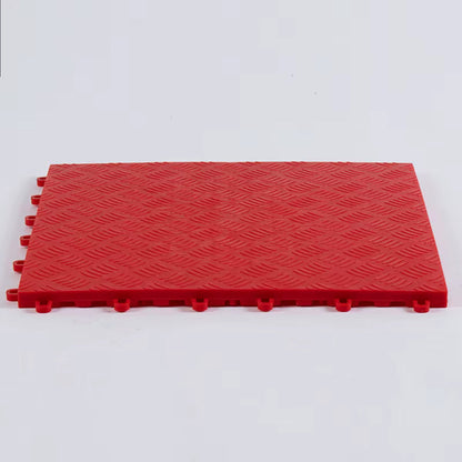 40cm Chequer Plate Garage Floor Tiles Red