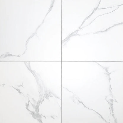Porcelain Floor Tile in White Carrera Marble-United Floor Store